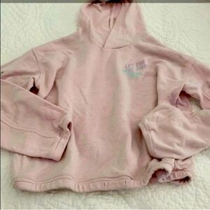 Old Navy light pink cropped hoodie sweatshirt good vibes
